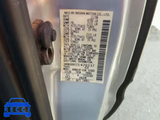2007 NISSAN FRONTIER X 1N6BD06T17C420337 зображення 9