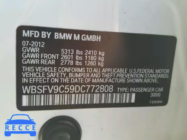 2013 BMW M5 WBSFV9C59DC772808 зображення 9