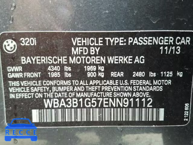 2014 BMW 320I WBA3B1G57ENN91112 image 9