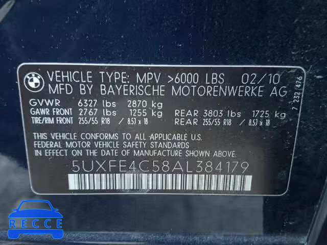 2010 BMW X5 XDRIVE3 5UXFE4C58AL384179 image 9