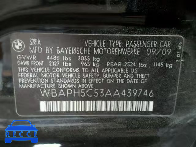 2010 BMW 328I SULEV WBAPH5C53AA439746 image 9