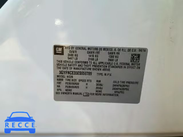 2014 CADILLAC SRX PERFOR 3GYFNCE35ES650789 image 9