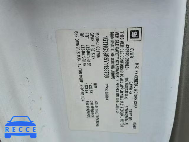 2000 GMC SAVANA G35 1GTHG39R5Y1128788 image 9