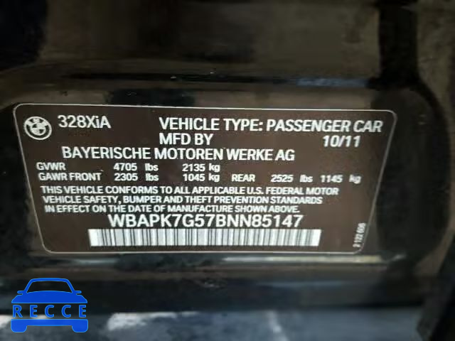 2011 BMW 328XI WBAPK7G57BNN85147 image 9