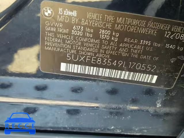 2009 BMW X5 XDRIVE4 5UXFE83549L170552 image 9