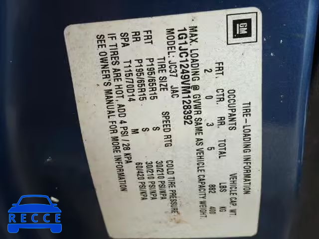 1997 CHEVROLET CAVALIER/R 1G1JC1249VM128392 image 9