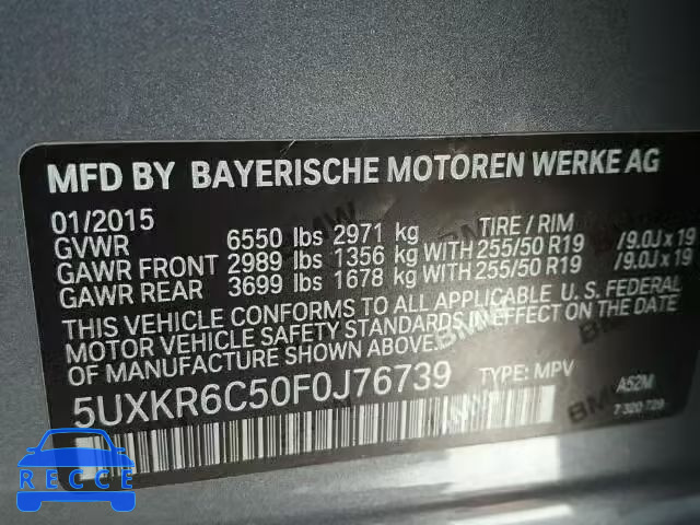 2015 BMW X5 XDRIVE5 5UXKR6C50F0J76739 image 9