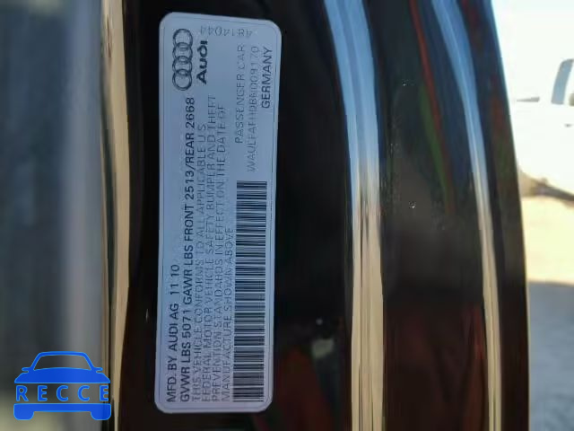 2011 AUDI A5 QUATTRO WAULFAFH0BN009170 image 9