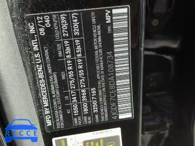 2013 MERCEDES-BENZ GL450 4 MA 4JGDF7CE8DA108734 Bild 9