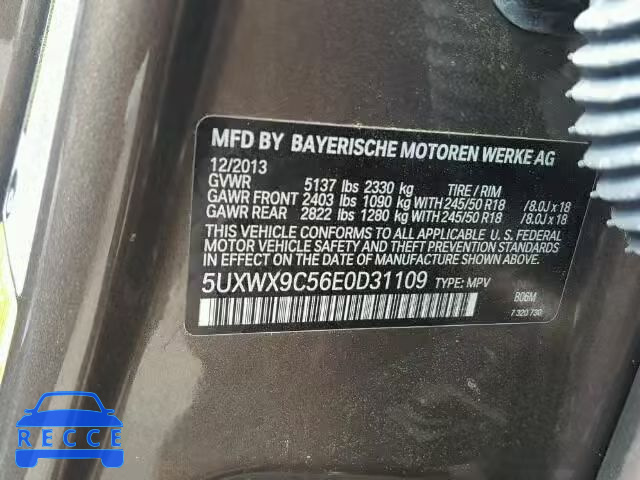 2014 BMW X3 XDRIVE2 5UXWX9C56E0D31109 image 9
