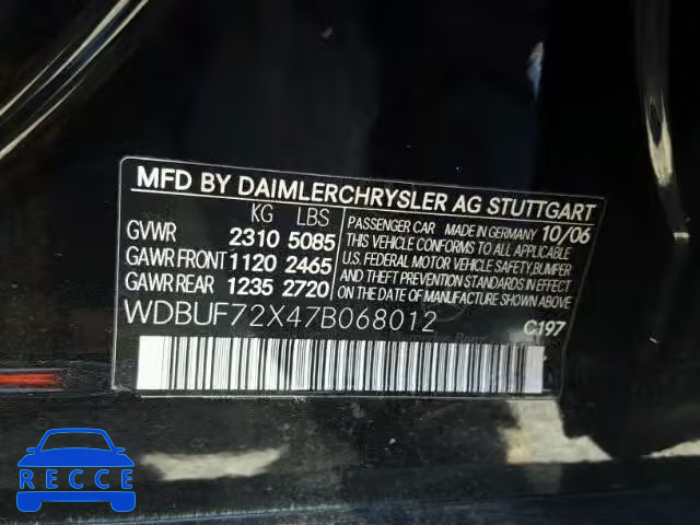 2007 MERCEDES-BENZ E550 WDBUF72X47B068012 image 9