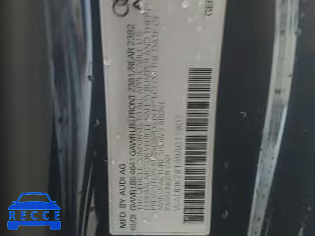 2009 AUDI A5 QUATTRO WAUDK78T99A017807 зображення 9