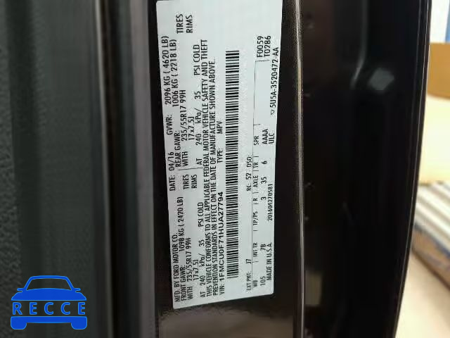 2017 FORD ESCAPE S 1FMCU0F71HUA27794 image 9