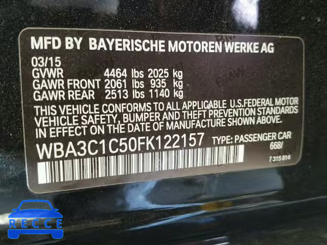 2015 BMW 328I SULEV WBA3C1C50FK122157 зображення 9
