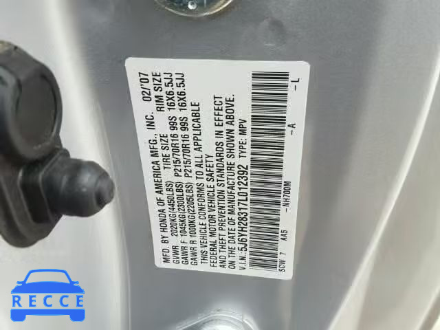 2007 HONDA ELEMENT LX 5J6YH28317L012392 image 9