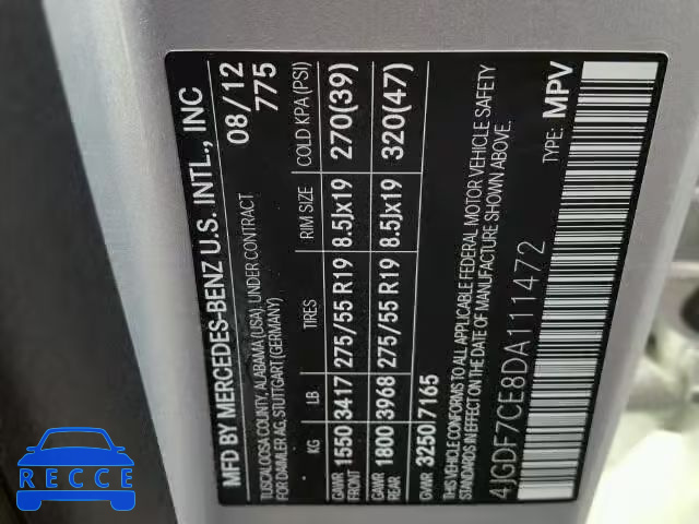 2013 MERCEDES-BENZ GL450 4 MA 4JGDF7CE8DA111472 Bild 9