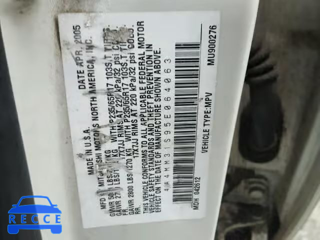 2005 MITSUBISHI ENDEAVOR X 4A4MM31S95E064063 image 9