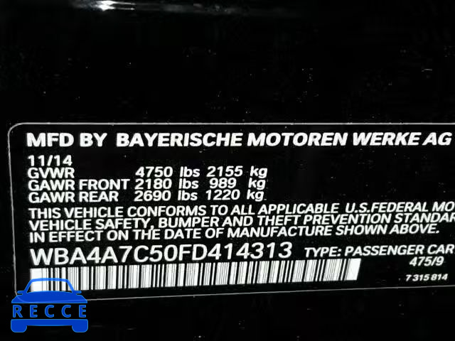 2015 BMW 428XI GRAN WBA4A7C50FD414313 Bild 9