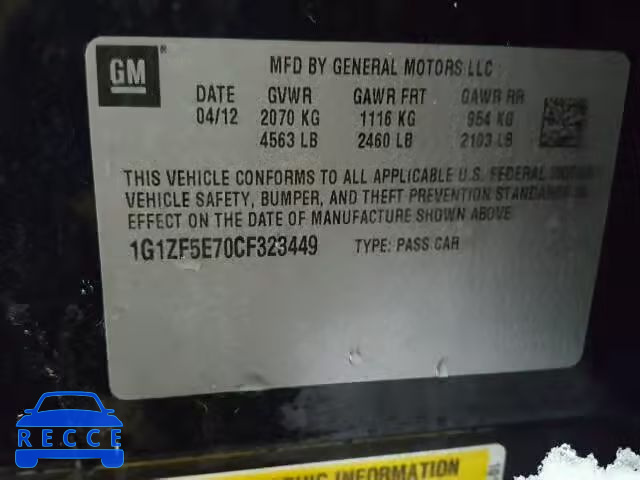 2012 CHEVROLET MALIBU 3LT 1G1ZF5E70CF323449 image 9