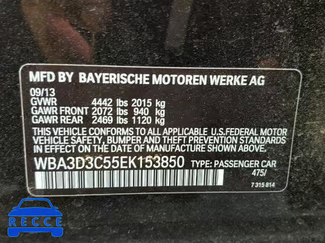 2014 BMW 328D WBA3D3C55EK153850 зображення 9