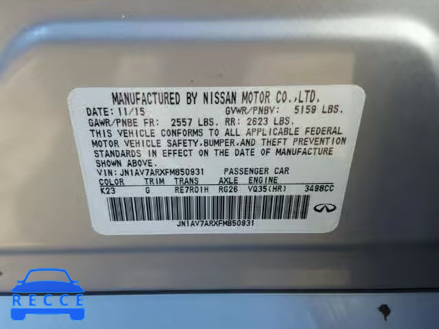 2015 INFINITI Q50 HYBRID JN1AV7ARXFM850931 image 9