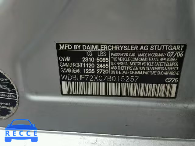 2007 MERCEDES-BENZ E550 WDBUF72X07B015257 image 9