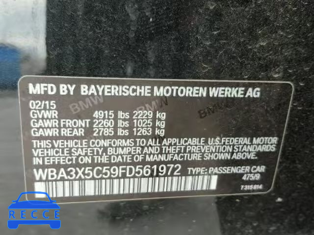 2015 BMW 328XI GT WBA3X5C59FD561972 зображення 9