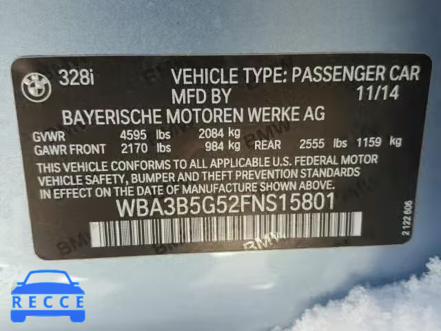 2015 BMW 328XI SULE WBA3B5G52FNS15801 image 9