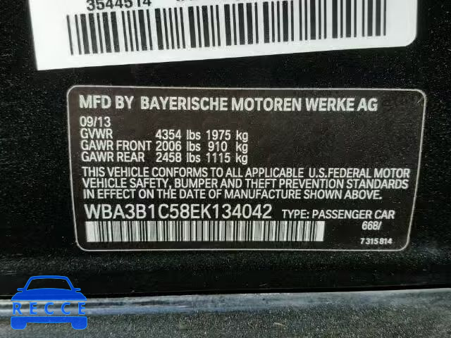 2014 BMW 320I WBA3B1C58EK134042 Bild 9