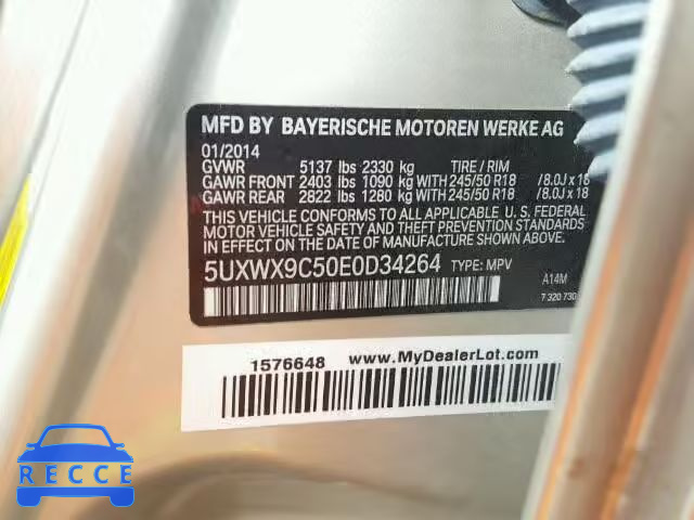 2014 BMW X3 XDRIVE2 5UXWX9C50E0D34264 image 9