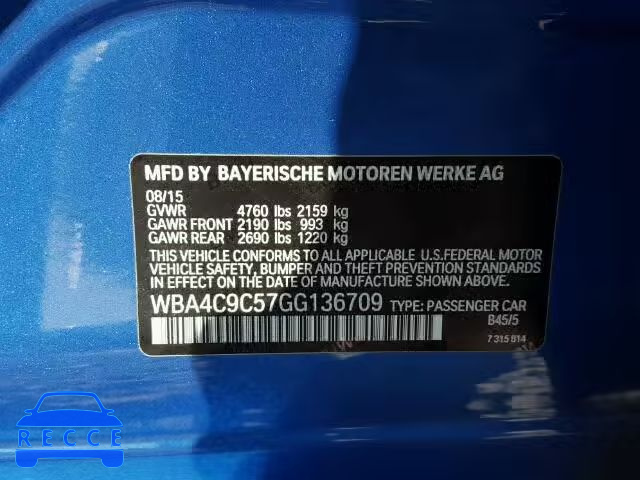 2016 BMW 428XI GRAN WBA4C9C57GG136709 image 9