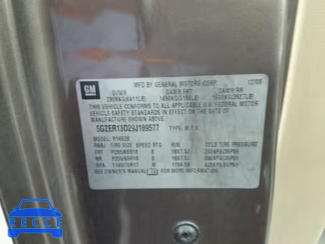 2009 SATURN OUTLOOK XE 5GZER13D29J189577 image 9