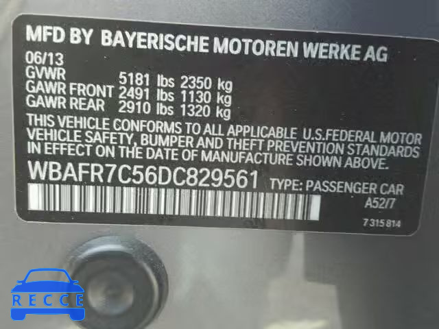2013 BMW 535I WBAFR7C56DC829561 зображення 9