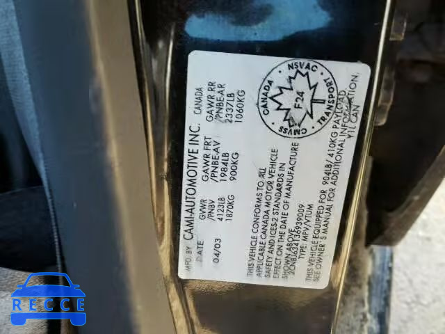 2003 CHEVROLET TRACKER LT 2CNBJ634136939009 image 9