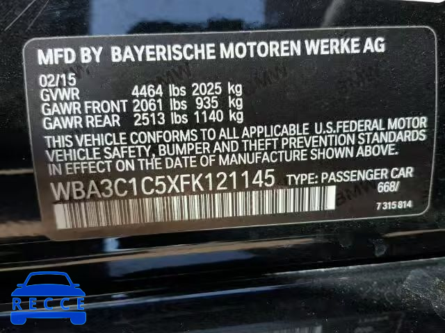 2015 BMW 328I SULEV WBA3C1C5XFK121145 Bild 9