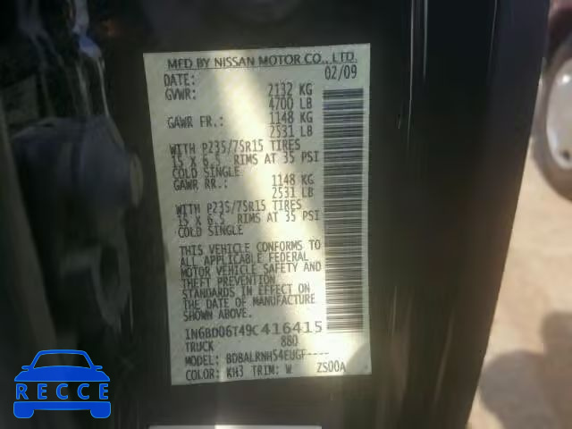 2009 NISSAN FRONTIER X 1N6BD06T49C416415 image 9