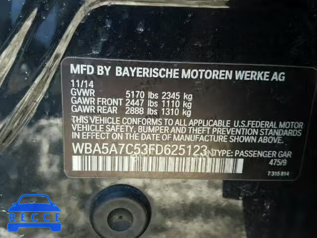 2015 BMW 528XI WBA5A7C53FD625123 зображення 9