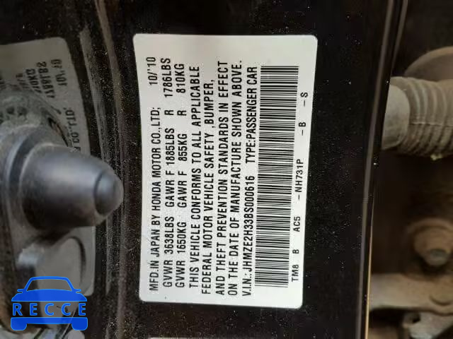 2011 HONDA INSIGHT JHMZE2H33BS000616 image 9