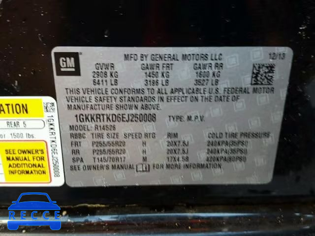 2014 GMC ACADIA DEN 1GKKRTKD6EJ250008 image 9