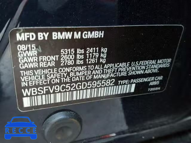 2016 BMW M5 WBSFV9C52GD595582 зображення 9