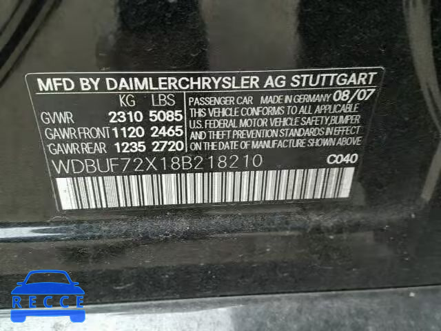 2008 MERCEDES-BENZ E550 WDBUF72X18B218210 image 9