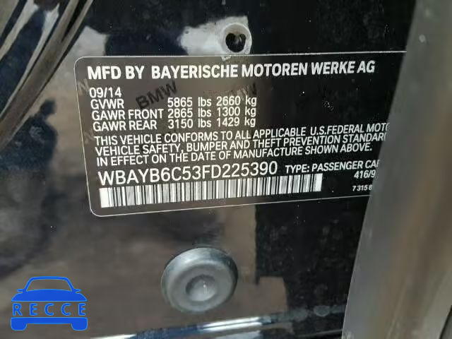 2015 BMW 750I XDRIV WBAYB6C53FD225390 зображення 9