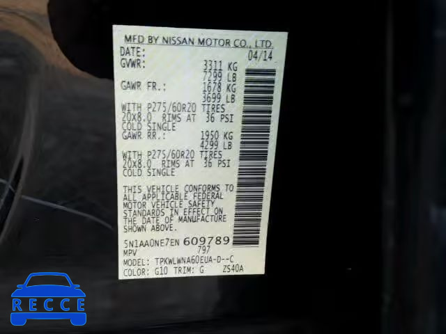 2014 NISSAN ARMADA PLA 5N1AA0NE7EN609789 image 9