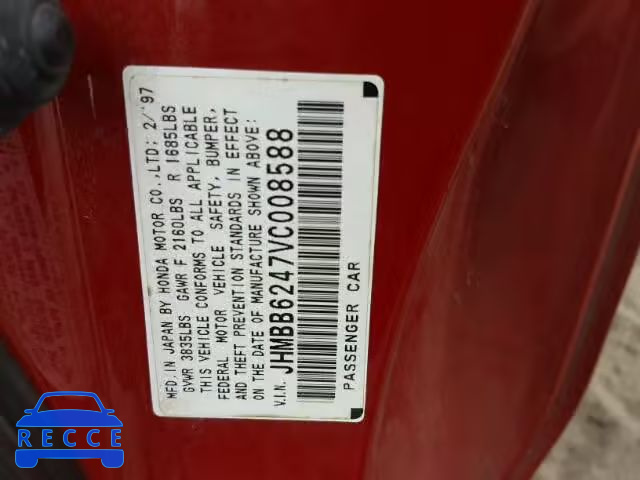 1997 HONDA PRELUDE JHMBB6247VC008588 image 9