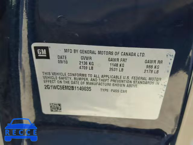 2011 CHEVROLET IMPALA LTZ 2G1WC5EM2B1149035 image 9