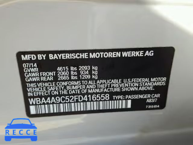 2015 BMW 428I GRAN WBA4A9C52FD416558 зображення 9