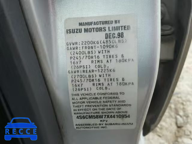 1999 HONDA PASSPORT E 4S6CM58W7X4410954 image 9