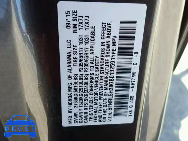 2016 HONDA ODYSSEY SE 5FNRL5H38GB013259 image 9