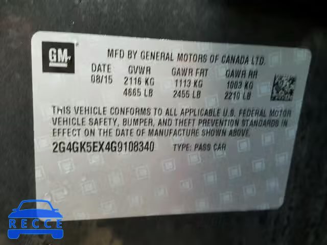 2016 BUICK REGAL 2G4GK5EX4G9108340 image 9