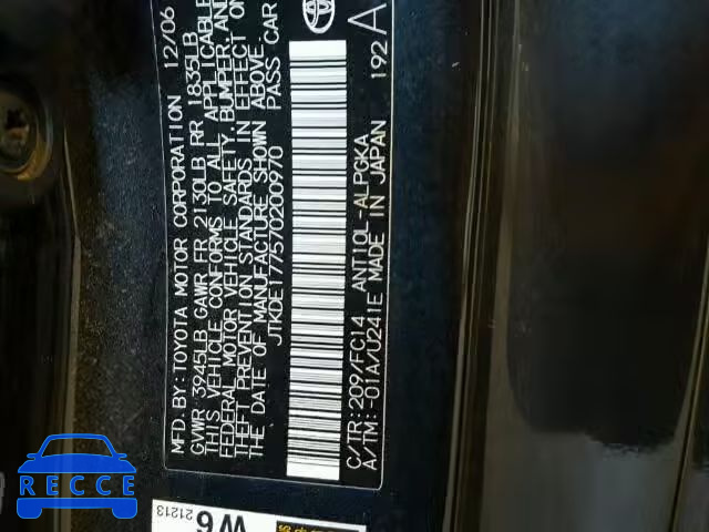 2007 TOYOTA SCION JTKDE177570200970 image 9